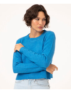 C&A suéter básico cropped de tricô azul royal