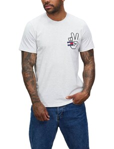 Camiseta Tommy Hilfiger Masculina Peace Badge Graphic Cinza Mescla