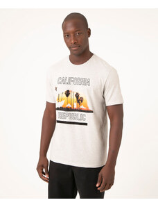 C&A Camiseta Masculina "California Republic" Urso Manga Curta Gola Careca Cinza Mescla Claro