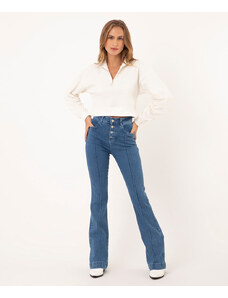 C&A calça jeans flare cintura alta sawary azul médio