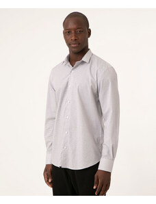 C&A camisa de tricoline quadriculada manga longa branca