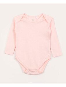 C&A body infantil básico de algodão manga longa rosa claro