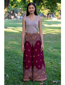 Calça Thai Calça pantalona bordô cintura alta em rayon | CalcaThai.com