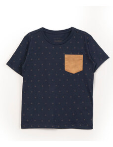 C&A camiseta infantil manga curta com bolso azul marinho