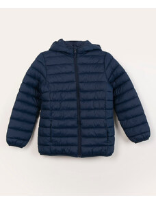 C&A jaqueta infantil puff com capuz e bolso azul marinho