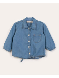 C&A camisa infantil jeans com nó azul claro