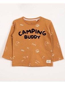 C&A camiseta infantil manga longa camping buddy bege