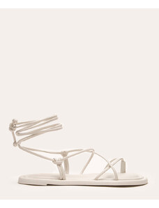 C&A sandália rasteira lace up oneself off white