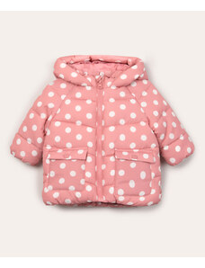 C&A jaqueta infantil puffer poá com capuz rosa