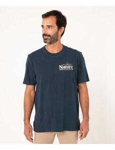 C&A camiseta de algodão manga curta paisagem azul marinho