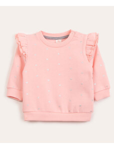 C&A blusão infantil de moletom corações com babado rosa claro