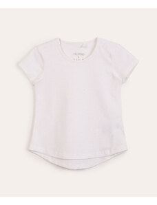 C&A blusa infantil de algodão manga curta com glitter off white