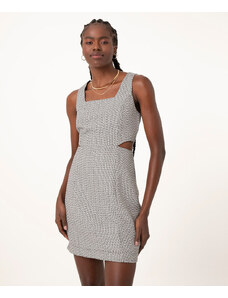 C&A vestido curto de tweed com recortes off white