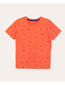 C&A camiseta infantil de algodão mini estampa coral