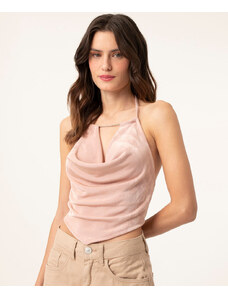 C&A blusa halter degagê com strass rosa