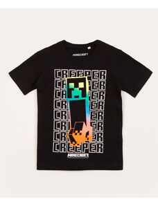 C&A camiseta infantil de algodão minecraft preta
