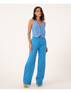 C&A calça color reta 90's cintura super alta azul