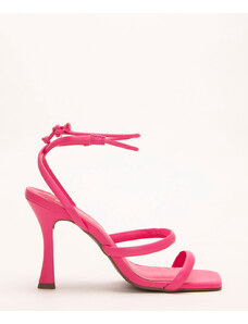 C&A sandália lace up bico quadrado salto alto via uno pink