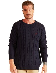 Blusa Nautica Tricot Sweater Cotton Red Logo Azul Marinho