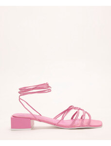 C&A sandália lace up salto baixo oneself pink