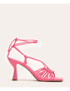 C&A sandália lace up salto alto oneself rosa