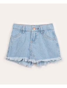 C&A short saia infantil jeans azul claro