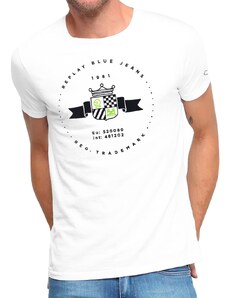 Camiseta Replay Masculina C-Neck Trademark Chess Branca
