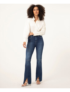 C&A calça jeans flare com fenda sawary azul escuro