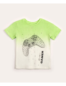 C&A camiseta infantil degradê de algodão video game verde claro