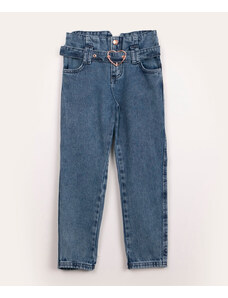 C&A calça jeans infantil clochard com cinto azul médio