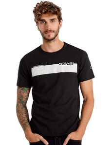 Camiseta Replay Masculina C-Neck Quadrato Brand Preta