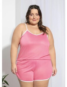 Marguerite Pijama Plus Size Rosa com Alças