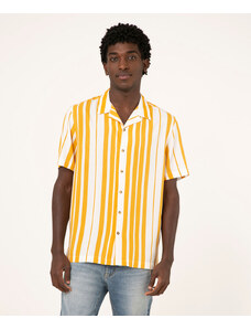 C&A camisa de viscose manga curta listrada amarelo