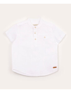 C&A camisa infantil manga curta gola padre com bolso off white