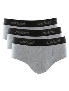Cuecas Colcci Slip Cotton Gray Logo Cinza Mescla Pack 3UN