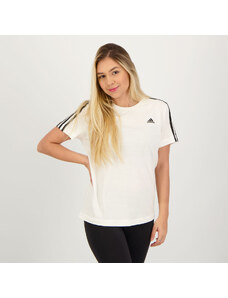 Camiseta Adidas ESS 3 Listras Feminina Branca