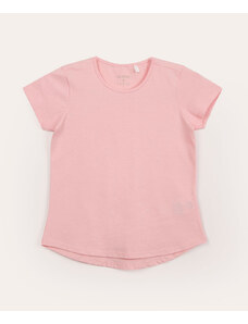 C&A blusa infantil de algodão manga curta com glitter rosa