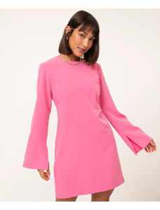 C&A vestido curto manga sino com ombreira rosa médio