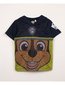 C&A camiseta infantil manga curta com capuz chase patrulha canina azul