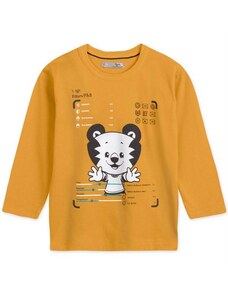 Tigor Camiseta Manga Longa Meia Malha Infantil Amarelo
