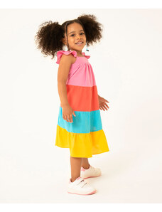 C&A vestido infantil com recortes sem manga multicor
