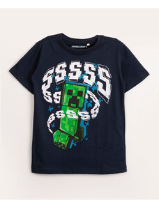 C&A camiseta infantil manga curta minecraft azul marinho