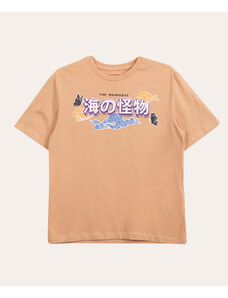C&A camiseta juvenil oversized manga curta marrom