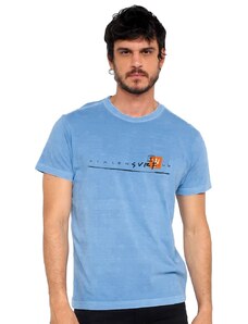 Camiseta Osklen Masculina Slim Stone Osklensurfing Traco Azul Celeste