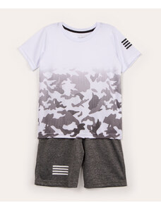C&A conjunto infantil camiseta manga curta camuflada e bermuda branco