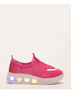 C&A tênis infantil knit corações com luz molekinha pink