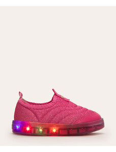 C&A tênis infantil calce fácil knit lurex com luz molekinha pink