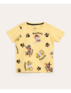 C&A camiseta infantil manga curta patrulha canina amarelo claro