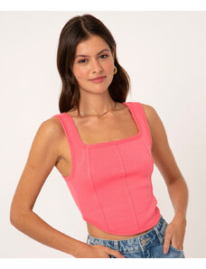 C&A blusa cropped de tricô corset pink