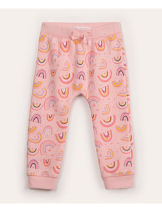 C&A calça infantil de moletom arco-íris rosa claro